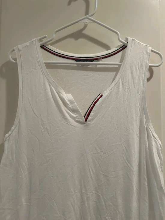 Tommy Hilfiger White Sleeveless Drawstring Dress stretchy Trim Details pockets - Picture 4 of 11